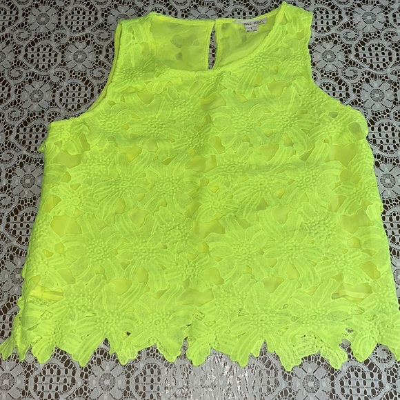 Double Zero Tops - Neon Yellow Floral Top